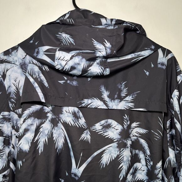 Forever 21 Men Full Zip Hooded Windbreaker Jacket Mens Size Medium Blue Tropical - Picture 11 of 13